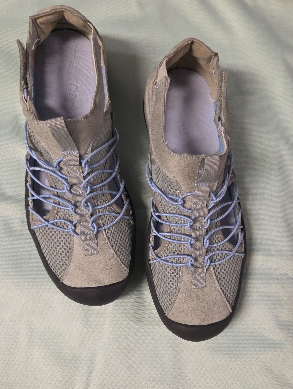 JBU Women's Taupe and Light Blue Athletic Sneakers 7.5M